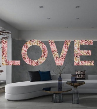 Love roses - Mixed Media Installation - 39.4 x 39.4 in